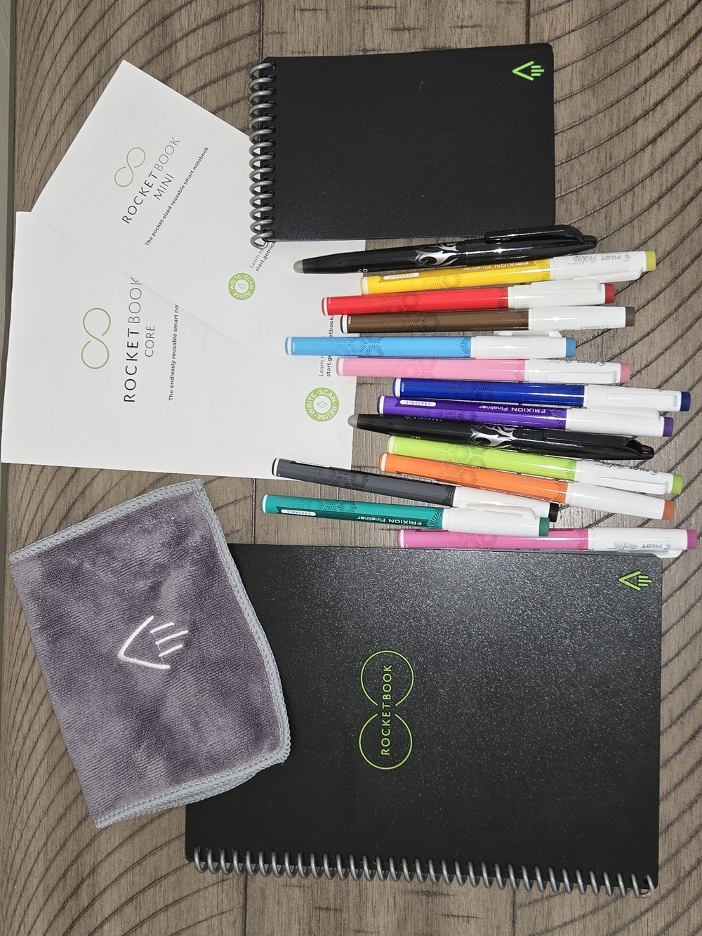 Rocketbook Reuseable Spiral Notebook Set with Colorful Pens